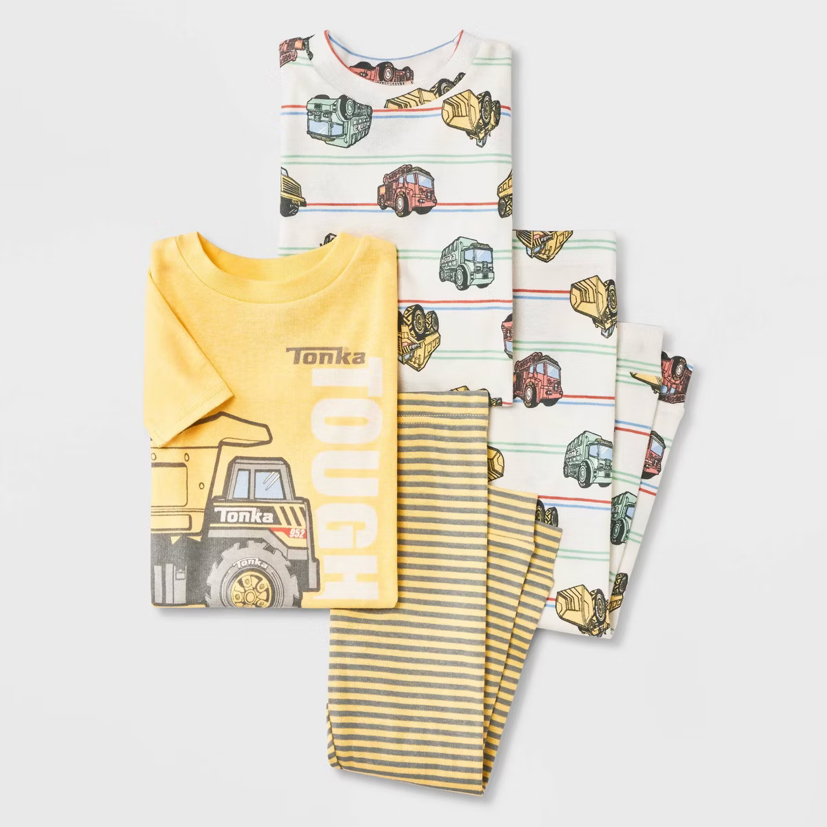 Toddler Boys' 4pc Tonka Cotton Pajama Set - Yellow/Ivory | Target