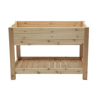 Vigoro Elevated Cedar Wood Garden Bed with Shelf-422075 - The Home Depot | The Home Depot