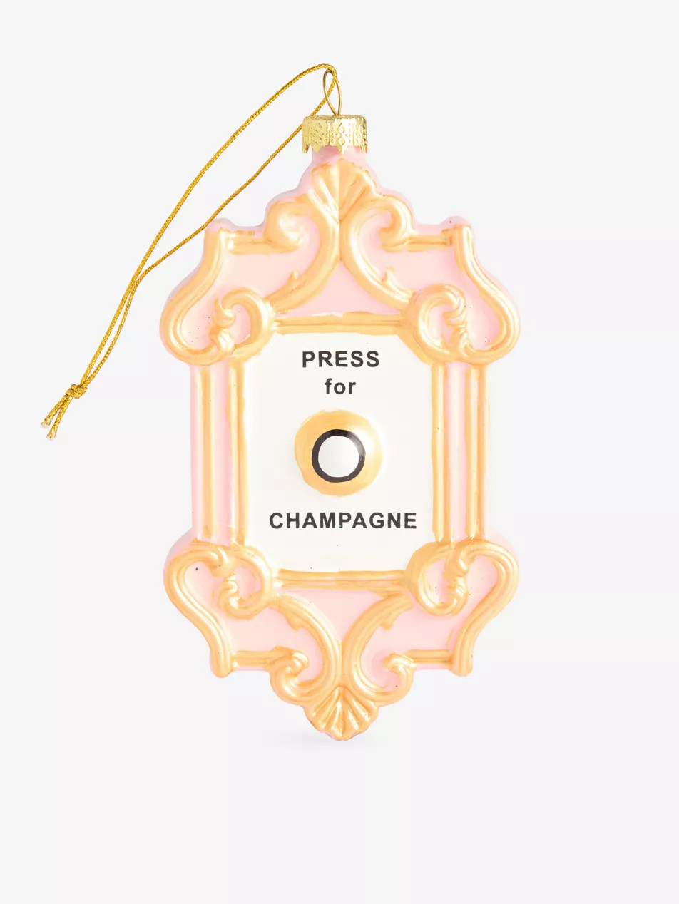 Press For Champagne Button Glass Christmas decoration 12cm | Selfridges