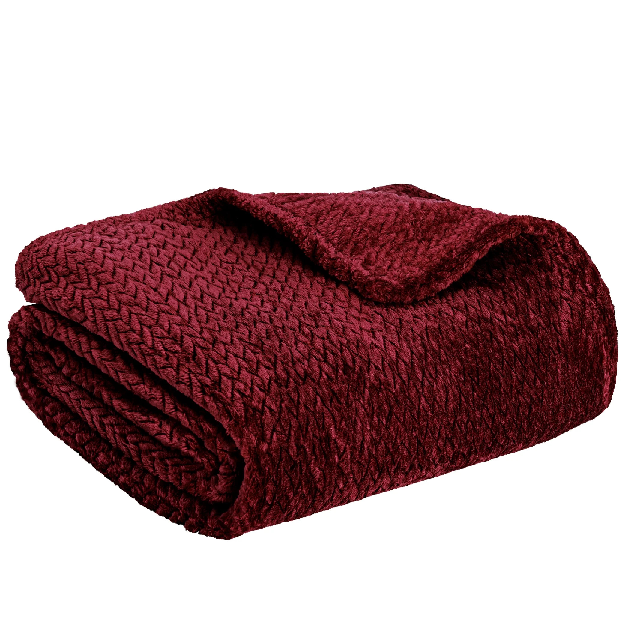 PAVILIA Soft Fleece Burgundy Dark Red Throw Blanket for Couch, Lightweight Plush Warm Blankets fo... | Walmart (US)