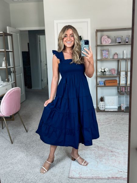 Spring dress. Summer dress. Sandals. Wedding guest dress. Nap dress. Blue dress  

#LTKwedding #LTKshoecrush #LTKSeasonal