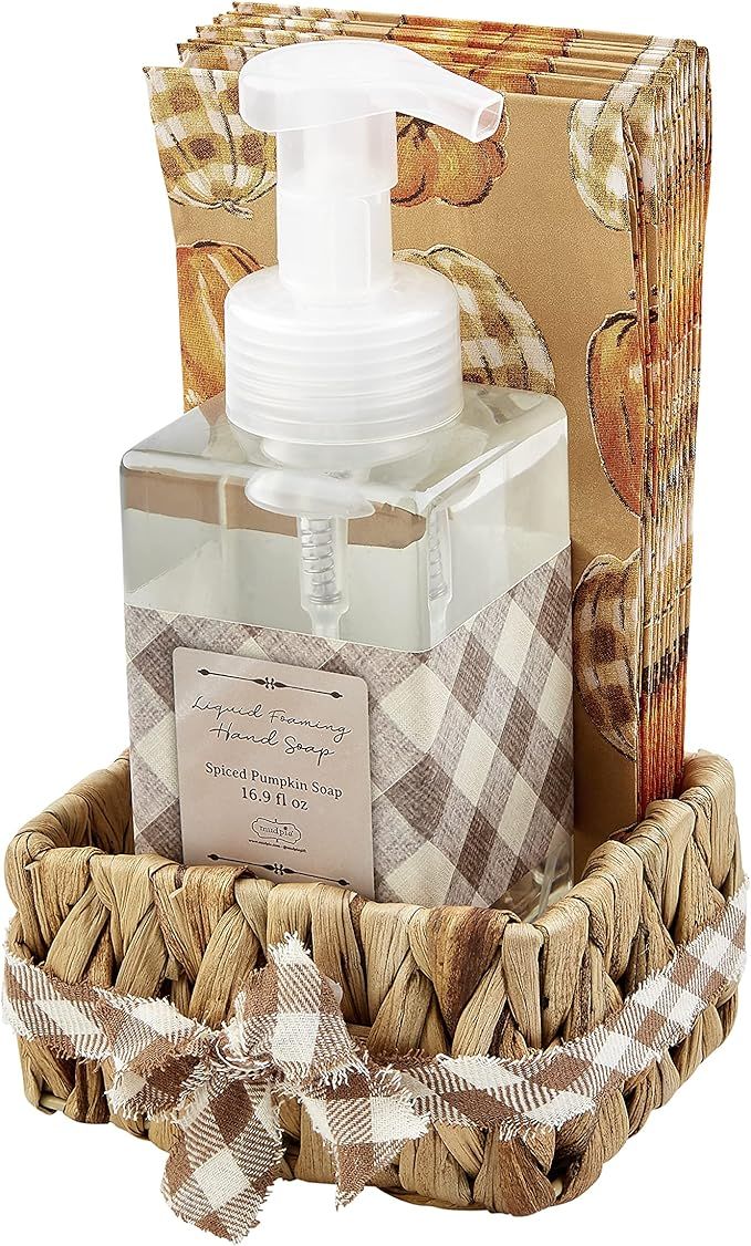 Mud Pie Pumpkin Fall Spiced Scented Foaming Hand Soap & Napkin Basket, 4 1/4" x 3 1/2" | Napkins ... | Amazon (US)