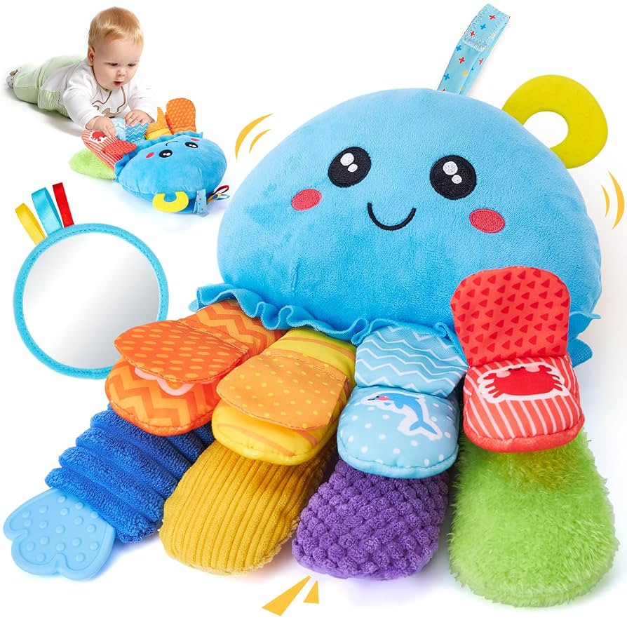 hahaland Baby Sensory Toys 3-6 Month - 15 in 1 Soft Tummy Time Toy with Crinkle Rattle Mirror for... | Amazon (US)