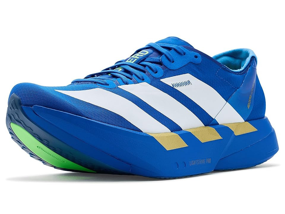 adidas Adizero Adios Pro 4 Running Shoes Men's Shoes Blue/White/Lime Burst: 13 D - Medium | Zappos.com