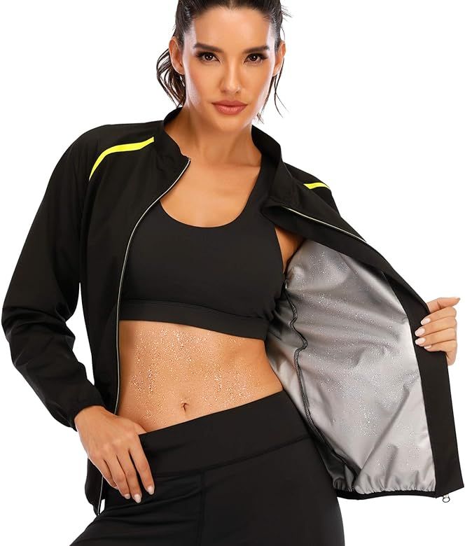 SEXYWG Women Sauna Jacket Slimming Sweat Sauna Suit Sauna Shirt Long Sleeve Workout Tops Body Sha... | Amazon (US)