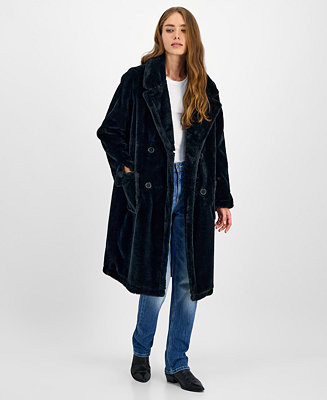 Juniors' Faux-Fur Double-Breasted Coat, Created for Macy's | Macy's