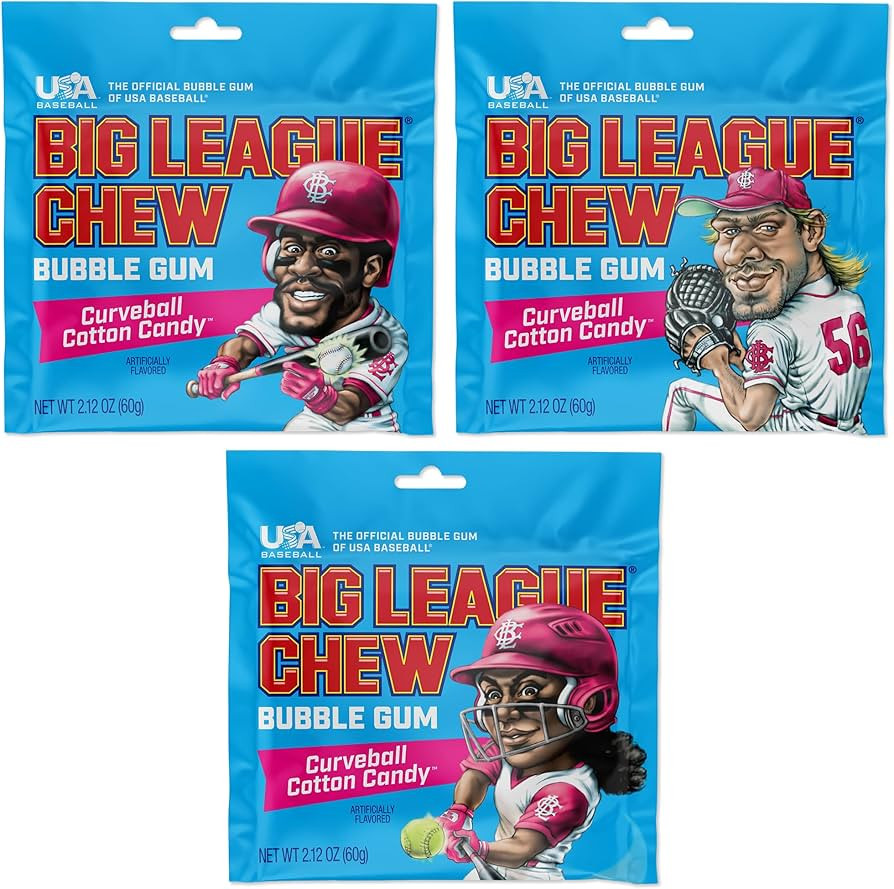 Big League Chew Cotton Candy Bubble Gum 3-Pack - 2.12oz Packets - Cotton Candy Baseball Gum - Big... | Amazon (US)