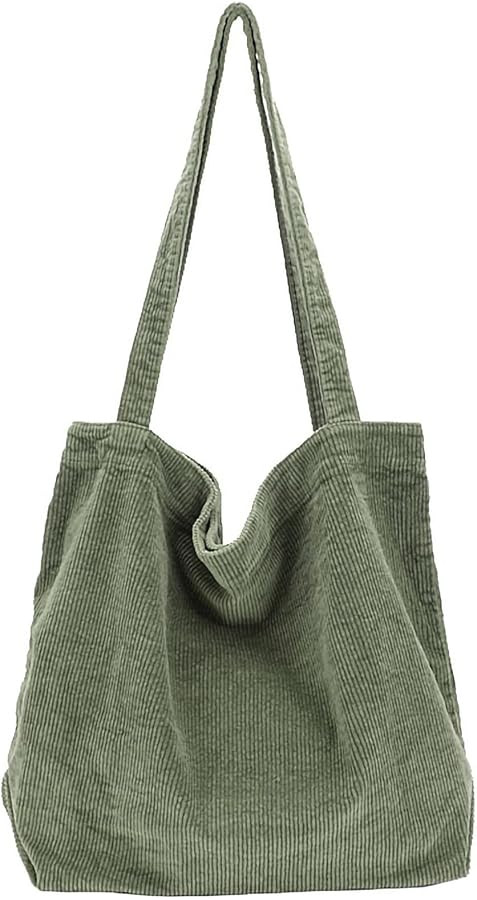 ALUWU Corduroy Tote Bag for Women Canvas Shoulder Handbags Cute Large Purse | Amazon (US)