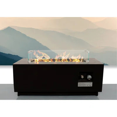 Modern Black Outdoor Fire Pit, 16H X 42W, 50000Btu, Steel Cycling Gear 42W Pit Table, Steel, Climbing | Wayfair North America