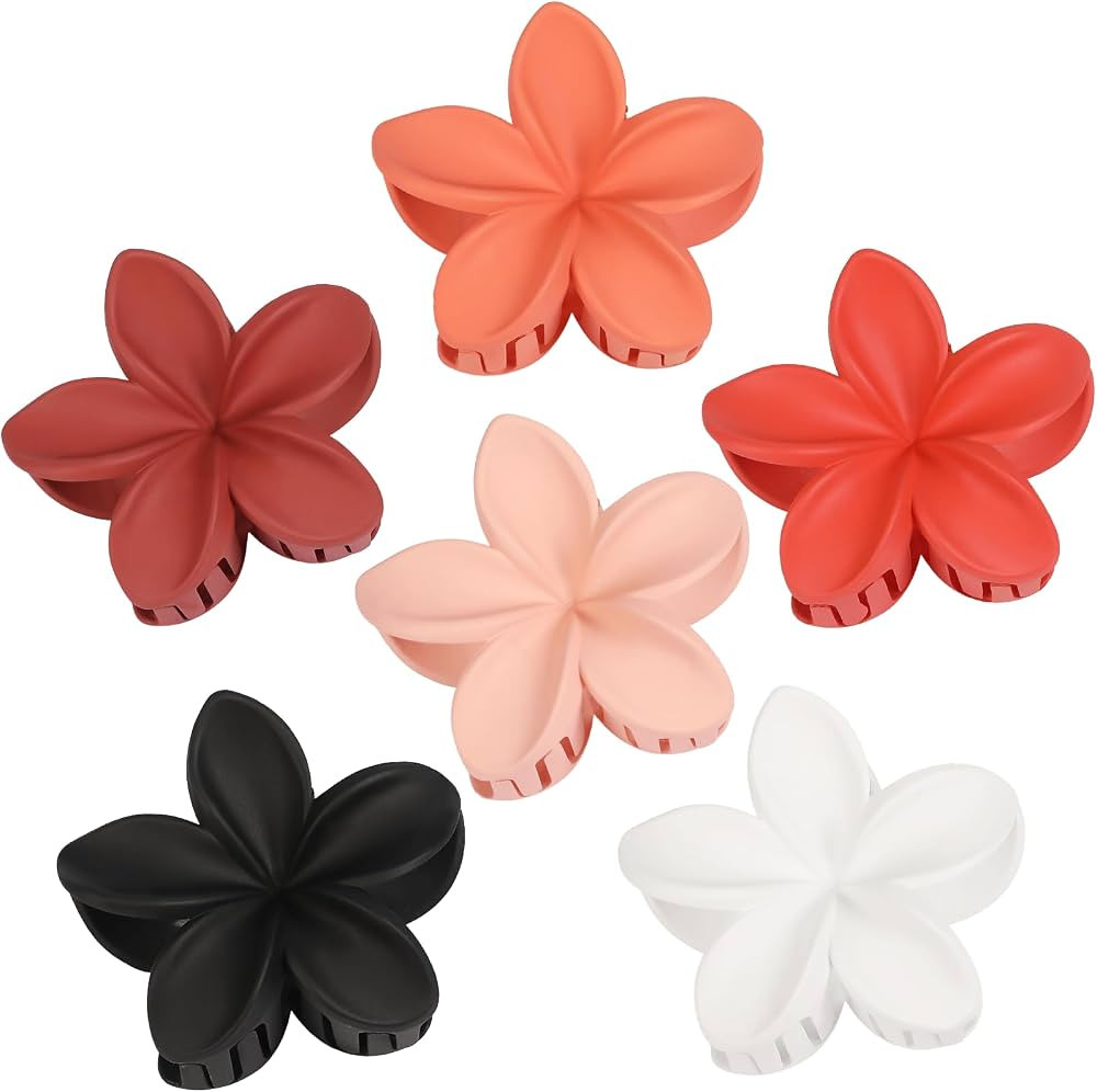 Sisiaipu Flower Hair Clips for Women 6 Pcs Hawaiian Large Claw Clips Plumeria Medium Hair Claw Cl... | Amazon (US)