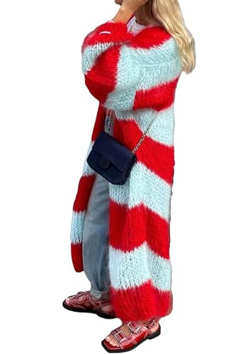 Women's Color Block Striped Long Cardigan Sweaters Open Front Oversized Chunky Knit Slouchy Loose... | Amazon (US)
