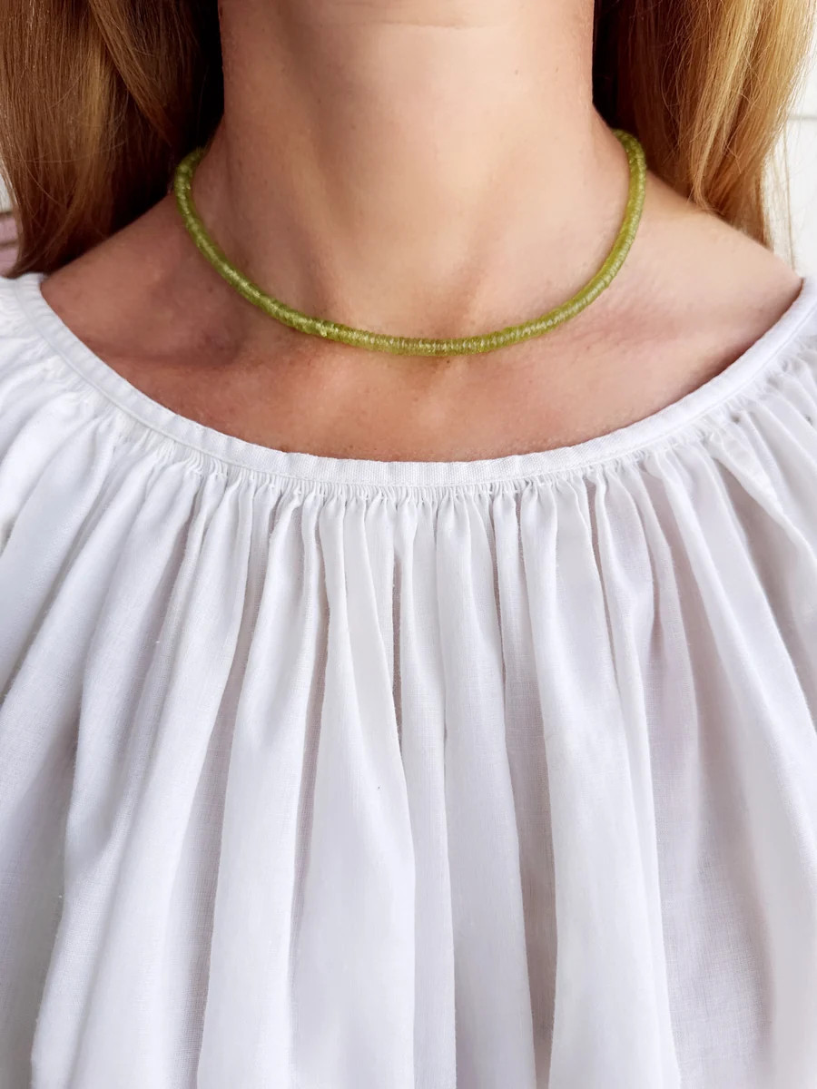peridot heishi necklace | Theodosia Jewelry