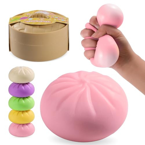 Dumpling Squishy Mystery Box, Mystery Dumpling Squishy Squeeze Stress Balls for Kids & Adults, Sensory Fidget Toys for Anxiety Relief, Crazy Fun Dumplings Ideal Gift for Boys,Girls,Teens(Pink) | Amazon (US)