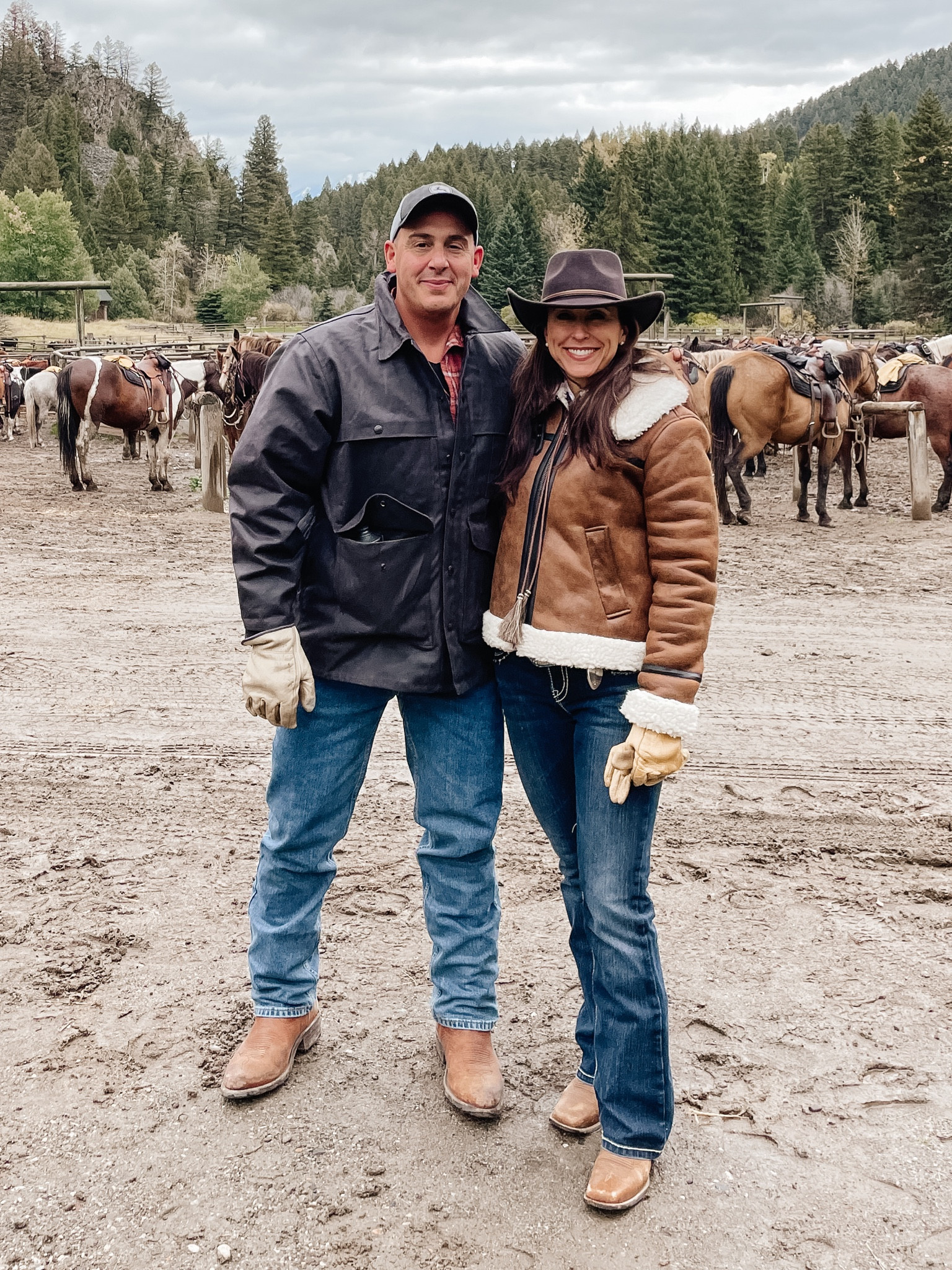 Our first day on the ranch. We didn’t want to go home after staying at this place! The weather was colder than forecasted so I was glad for this super warm shearling jacket. It’s great quality for the price. These shearling leather aviators are totally on trend this season. I’ve linked several similar at various price points. My jeans are old but I linked the exact brand as well as a few others that I own and wore on this trip. My boots are also several years old - a testament to the quality of the shoe given all the *sh&t* I put them through! I linked the pair just like mine and several similar. These square toes run true to size. I’m in a 7. Wearing a small in the aviator. My hat is from sheplers. I’ll try to link similar. Tassel was boutique find. 


Out west 
Wyoming
Jackson hole
Montana 
Hiking
Mountains
Trail ride outfit 
Country western look

#LTKfindsunder50 #LTKSeasonal #LTKover40