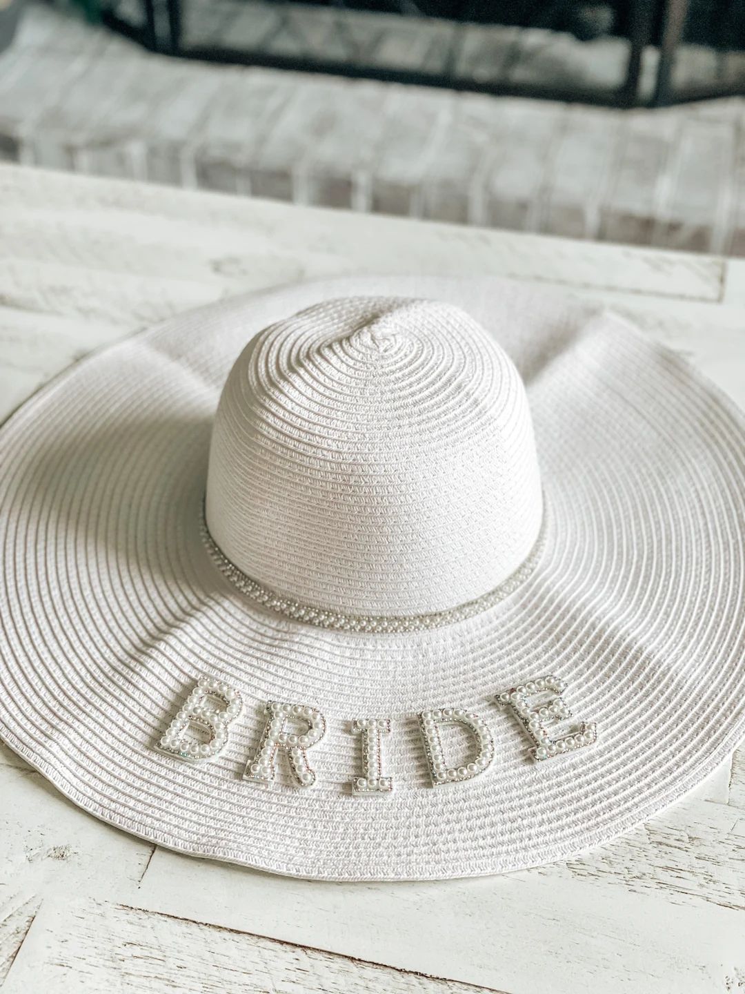 Bride/Mrs pearl rhinestone white sun hat | Etsy (US)