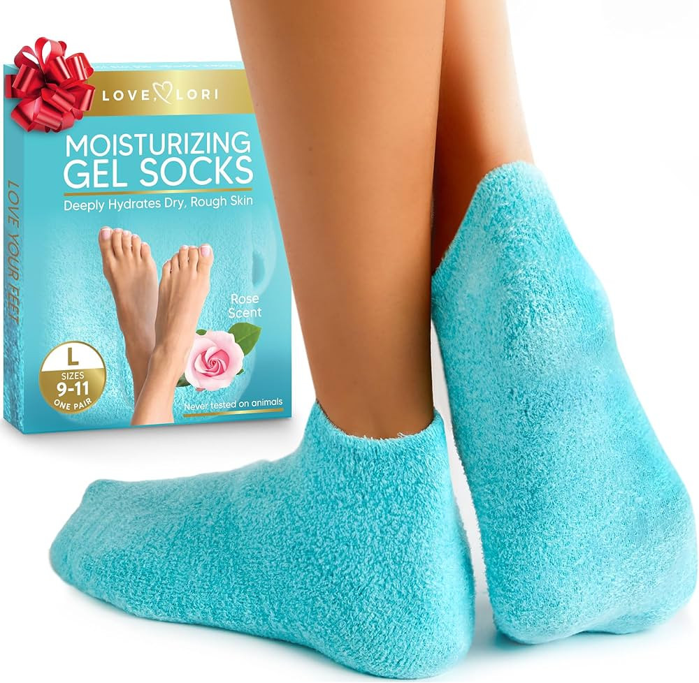 Moisturizing Socks - Gel Silicone Aloe Spa Socks (Sizes 9-11) Infused with Vitamin E & JoJoba Oil... | Amazon (US)