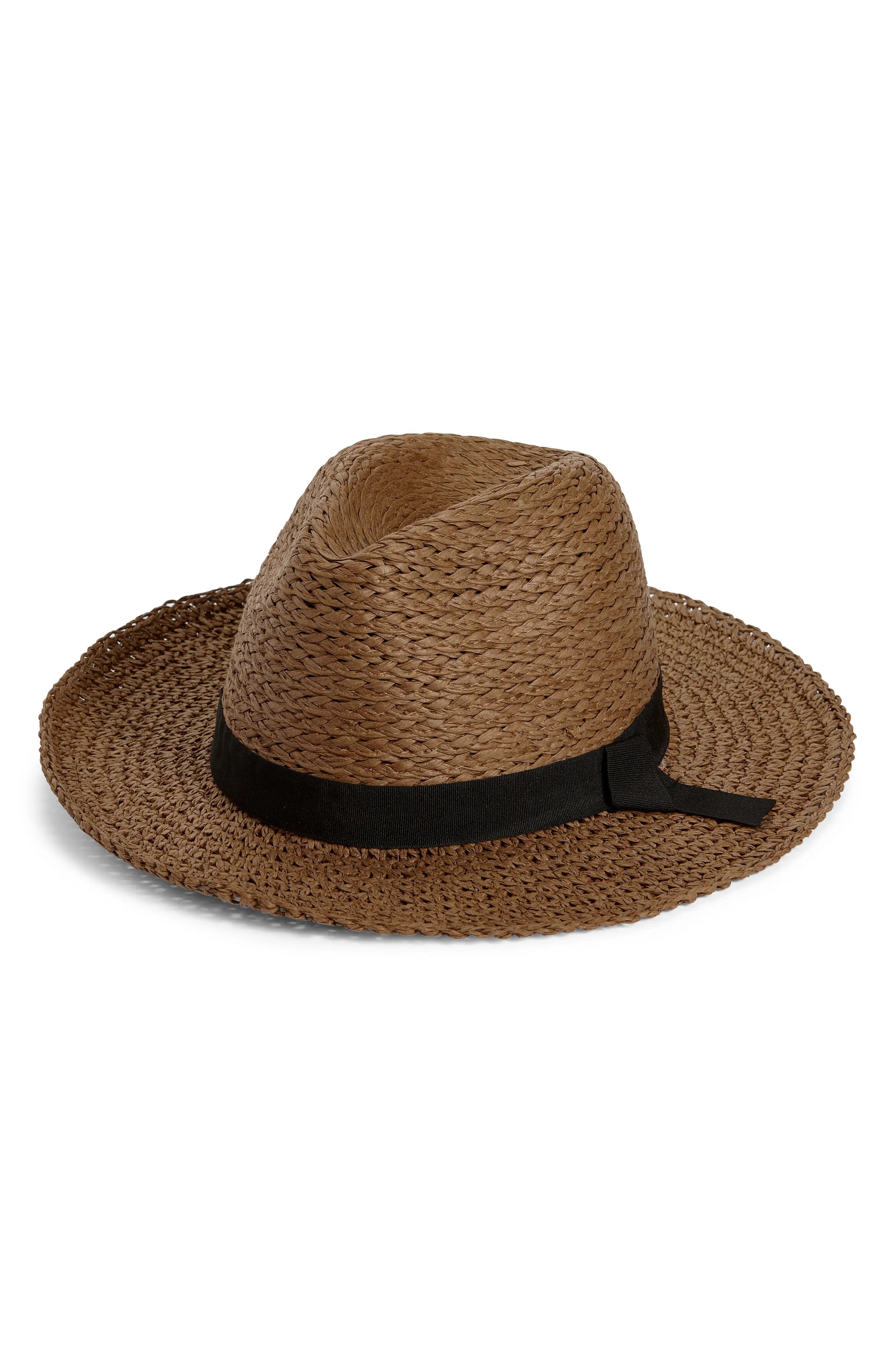 Women's Nordstrom Mixed Media Panama Hat, Size Small/Medium - Brown | Nordstrom