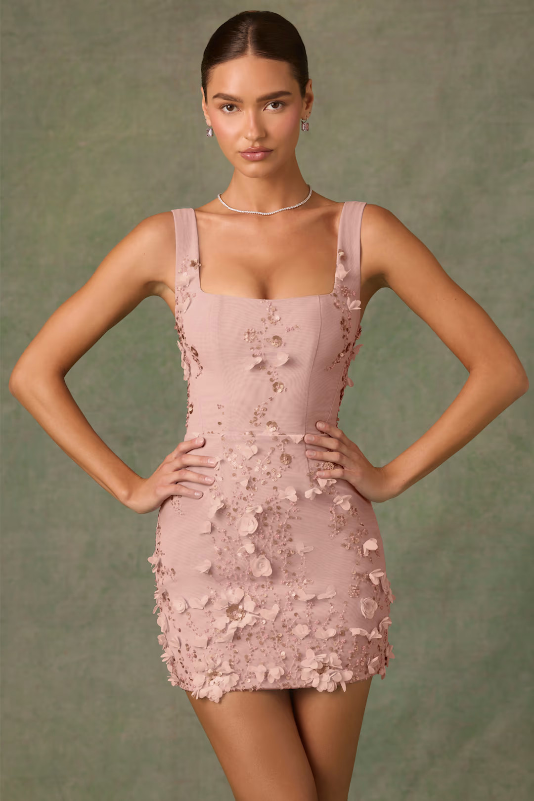 Embellished Corset Mini Dress in Dusty Rose | Oh Polly