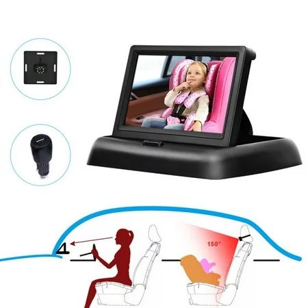 Baby Car Mirror Observe the Baby in the Back Seat with Wide Crystal Clear View Camera Safe Viewing t | Walmart (US)