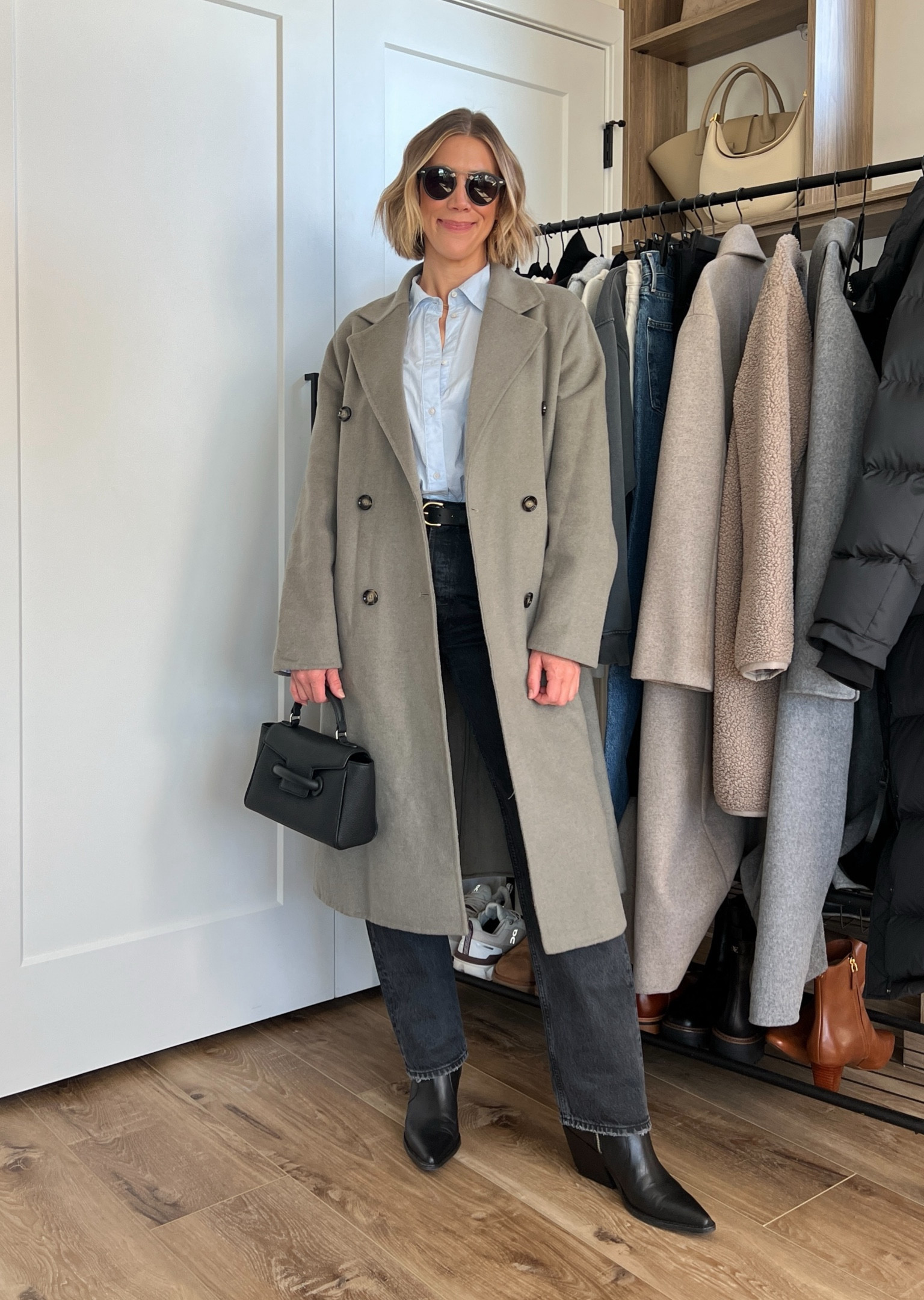 Wearing size 26 jeans, medium button-up shirt, small long wool coat, boots tts 

#LTKstyletip #LTKfindsunder50 #LTKfindsunder100