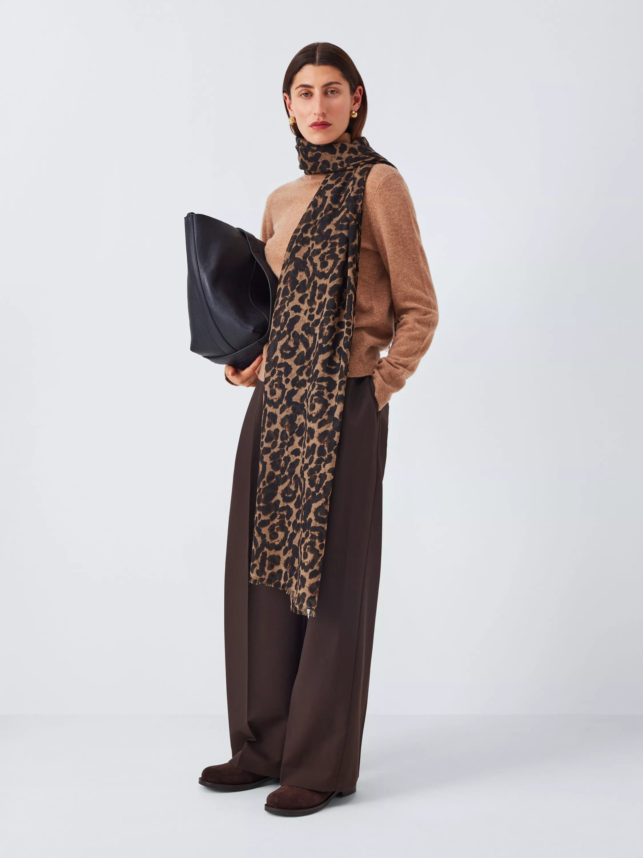John Lewis Leopard Print Scarf, Brown/Multi | John Lewis (UK)