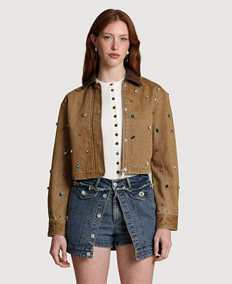 Women's Embellished Chore Spread Collar Jacket | Macy's