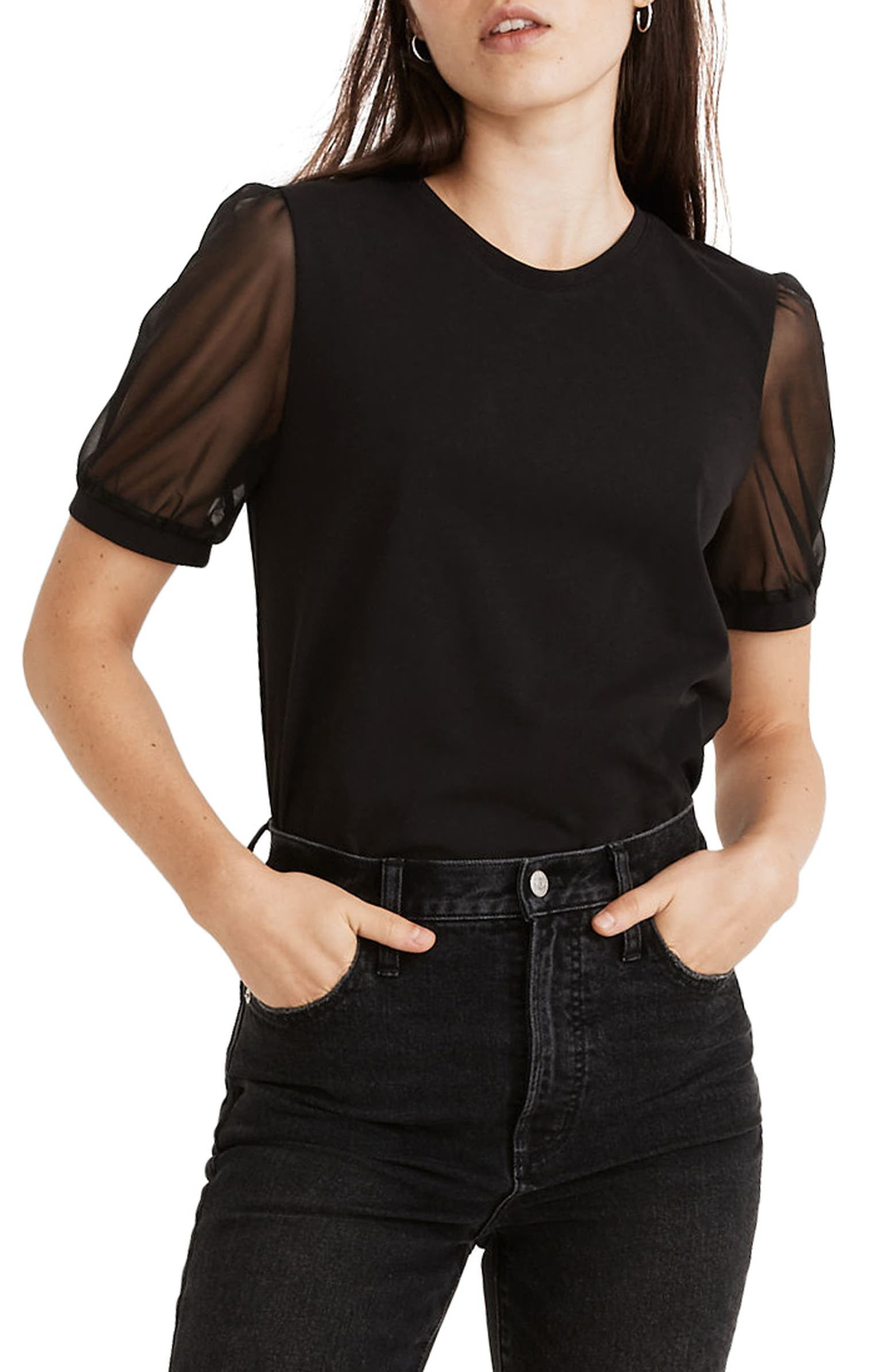 Sheer Sleeve Knit Top | Nordstrom