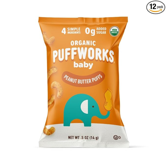 Puffworks Baby Organic Peanut Butter Puffs, Perfect for Early Peanut Introduction, Plant-Based Pr... | Amazon (US)