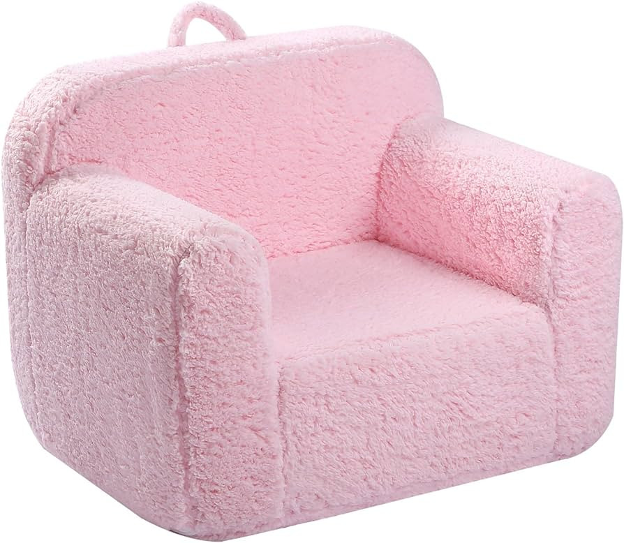 MOMCAYWEX Kids Snuggly-Soft Sherpa Chair, Cuddly Toddler Foam Chair for Boys and Girls, Pink | Amazon (US)