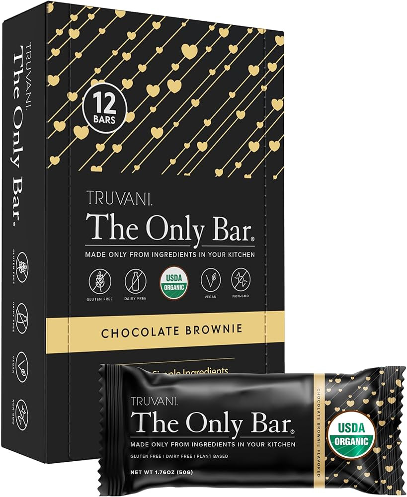 Truvani Plant Based Snack Bars | Chocolate Brownie 12 Pack | 7g Protein | USDA Organic and Vegan ... | Amazon (US)
