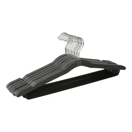 The Home Edit Thin Wood Hanger with Non-Slip Pant Bar 12 Pack Black | Walmart (US)