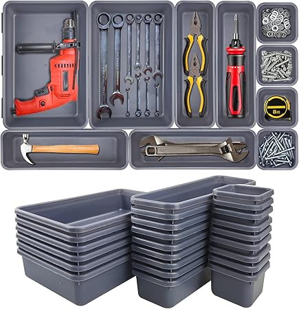 QPEY 24 Pack Tool Box Organizer Tool Tray Dividers,Silverware Organizer for Drawer,Tool Chest Org... | Amazon (UK)