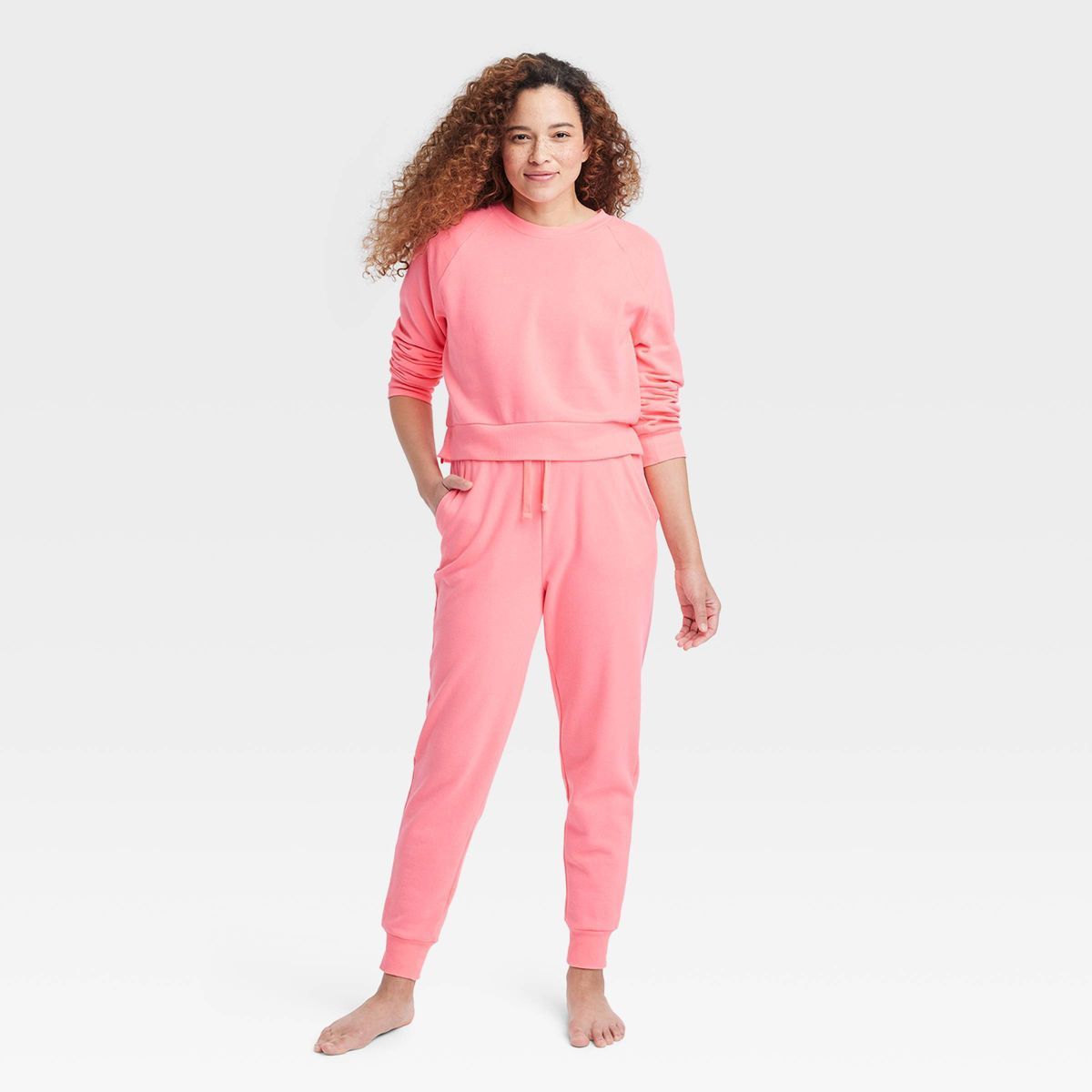 Women's Fleece Lounge Jogger Pants - Colsie™ Pink S | Target