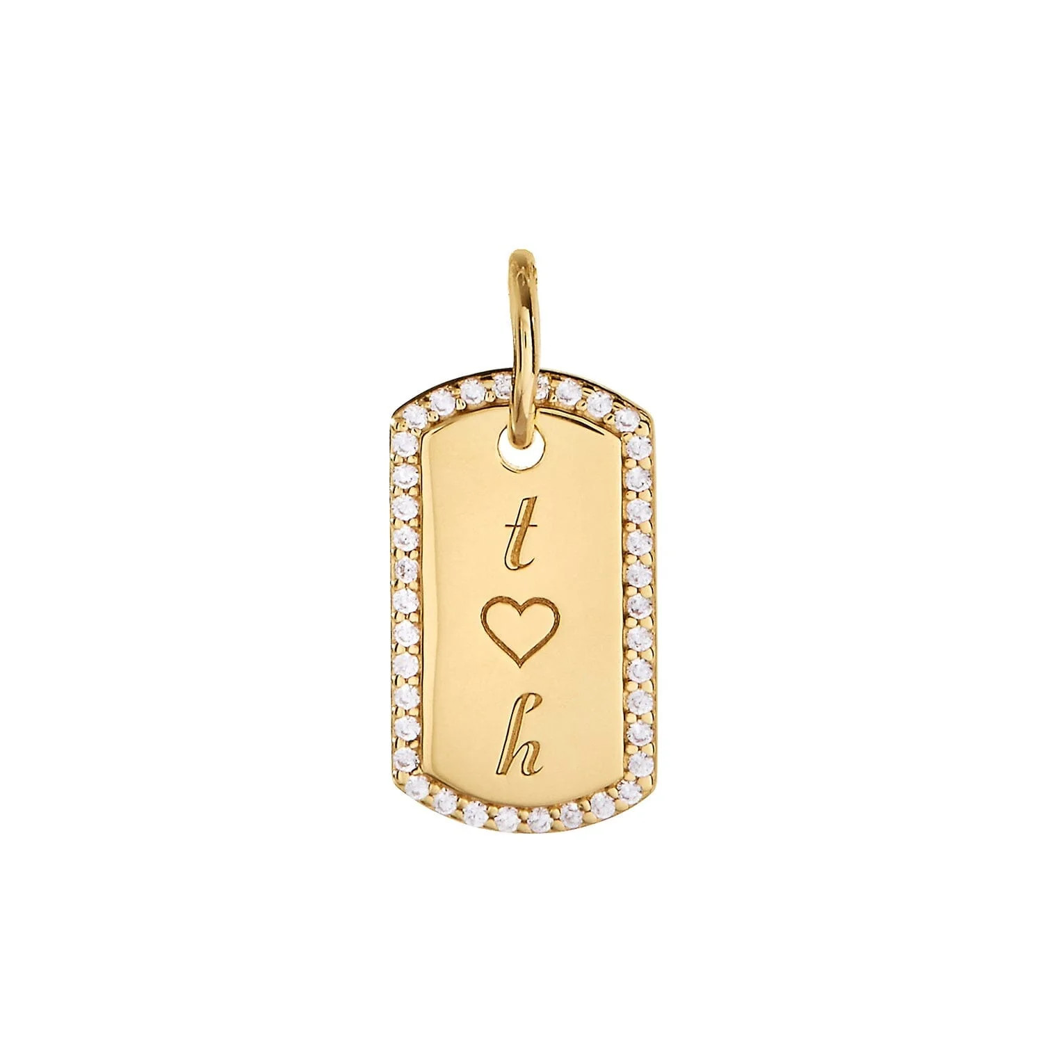14k Gold Diamond Pavé Small Dog Tag | Tiny Tags