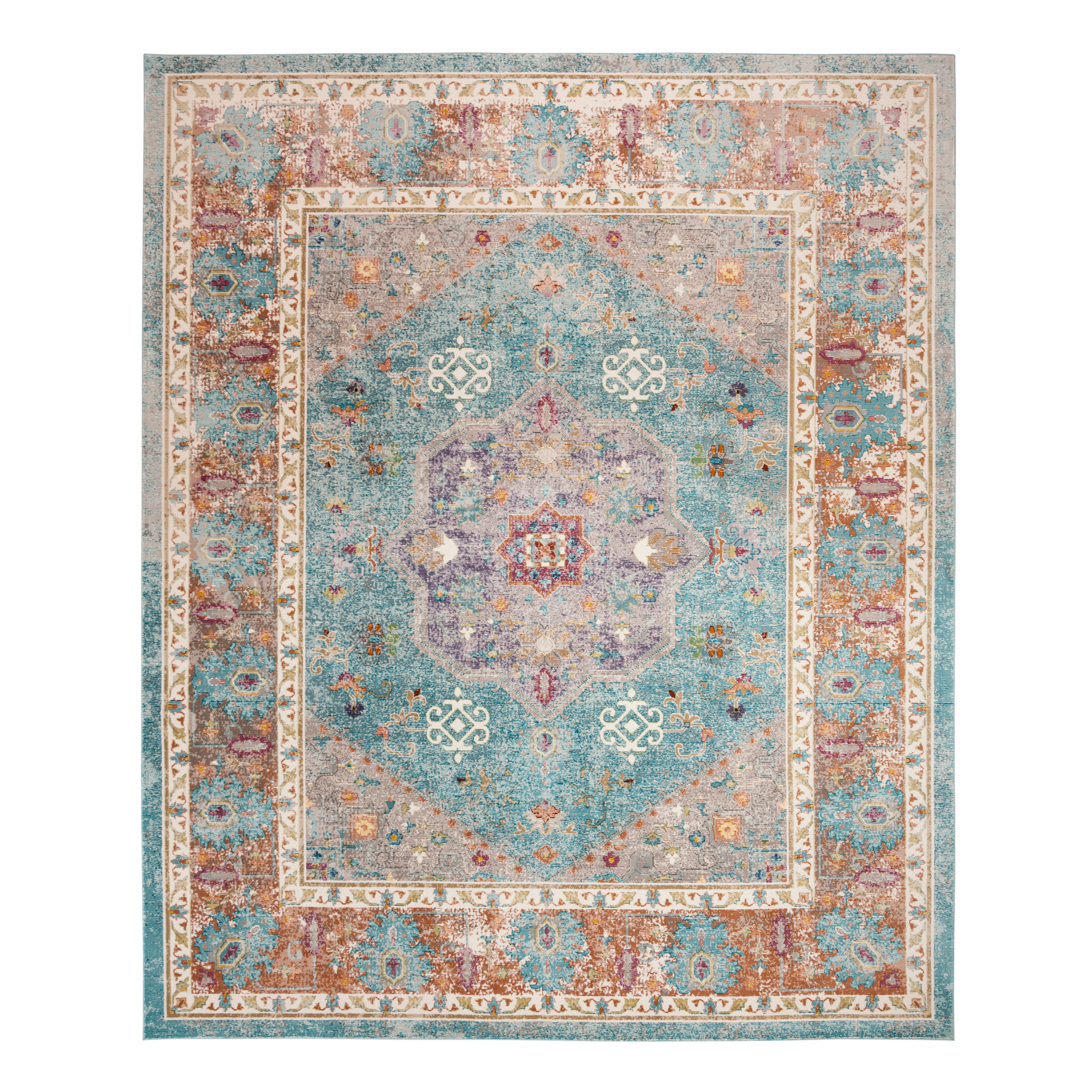 Harper Blue And Cream Medallion Area Rug | World Market