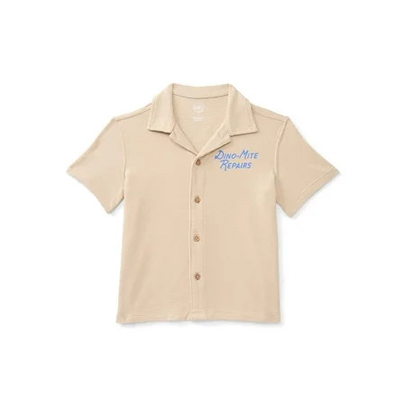 Wonder Nation Little Boys Knit Button Down Shirt with Short Sleeves, Sizes 4-10 | Walmart (US)