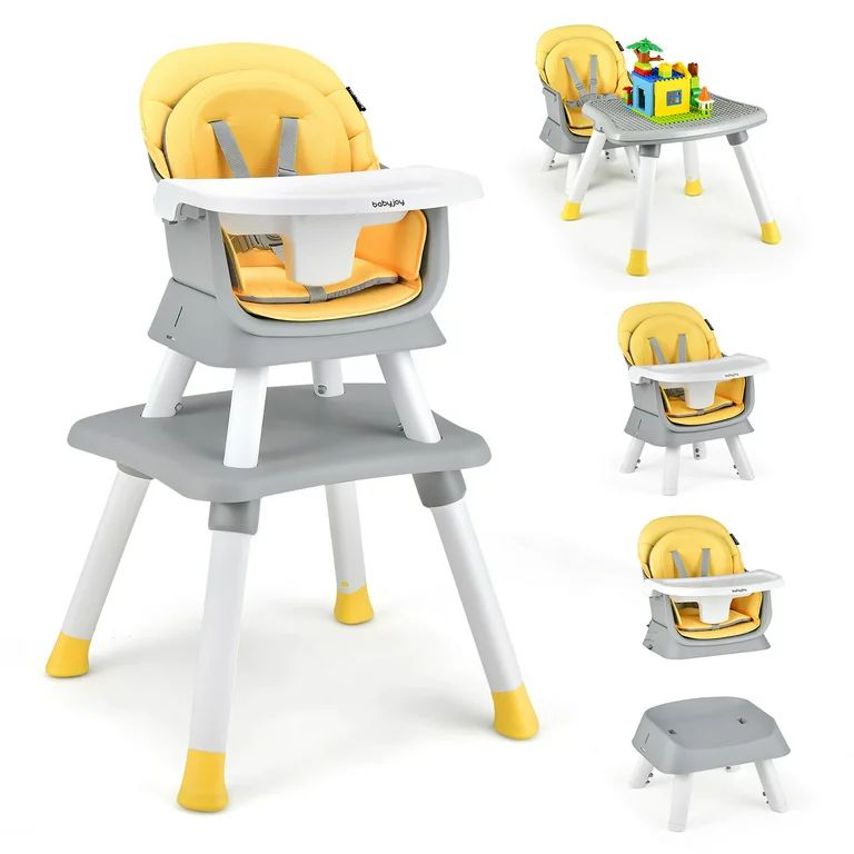 Babyjoy 8-in-1 unisex Baby High Chair Convertible Dining Booster Seat with Removable Tray Yellow | Walmart (US)