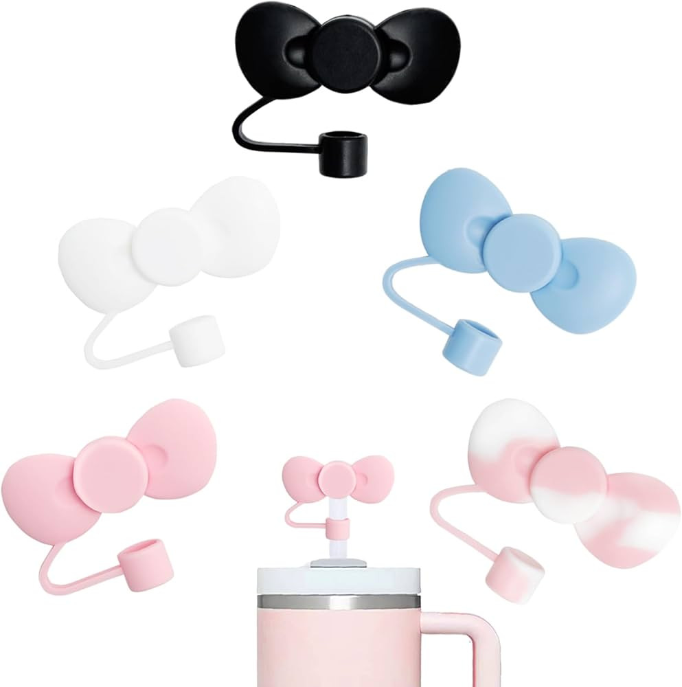 GAISHION 5 pcs Cute Bow Straw Covers Cap Toppers Tips Compatible with Stanley 40/30 oz Tumbler Cu... | Amazon (US)