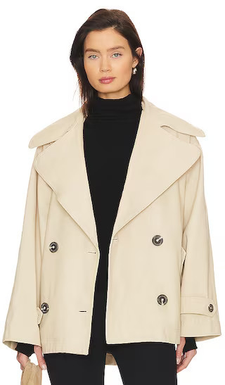 Free People Highlands Peacoat In Tea Combo in Cream. - size S | Revolve Clothing (Global)