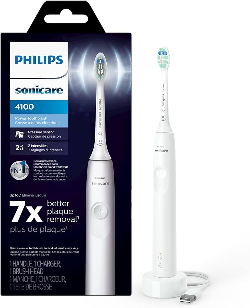 PHILIPS Sonicare 4100 Power Toothbrush, Rechargeable Electric Toothbrush with Pressure Sensor, Wh... | Amazon (US)