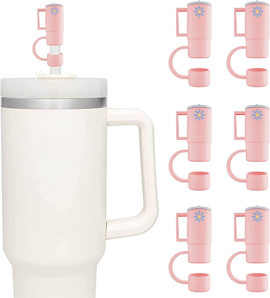 6Pcs Tumbler Shape Straw Tips Cover Straw Covers Cap Food-Grade Silicone Straw Tips Reusable Drin... | Amazon (US)