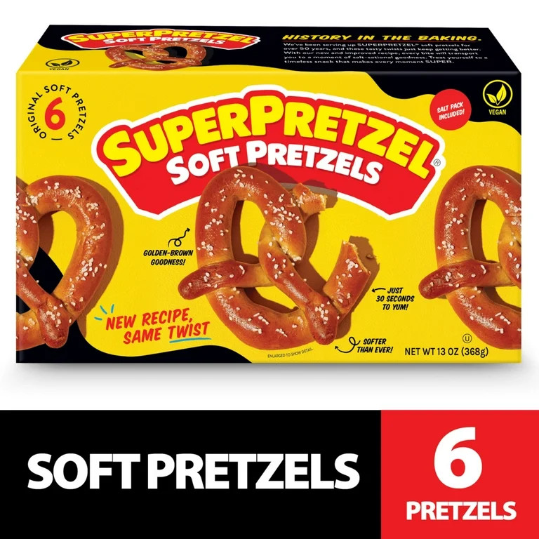 SUPERPRETZEL Original Soft Pretzels, 13 oz, 6 Count (Frozen) | Walmart (US)