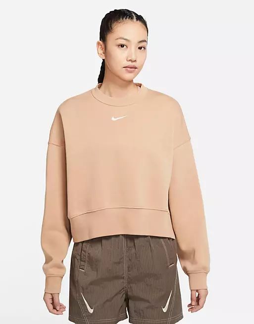 Nike Collection Fleece oversized crew neck sweatshirt in sand | ASOS | ASOS (Global)
