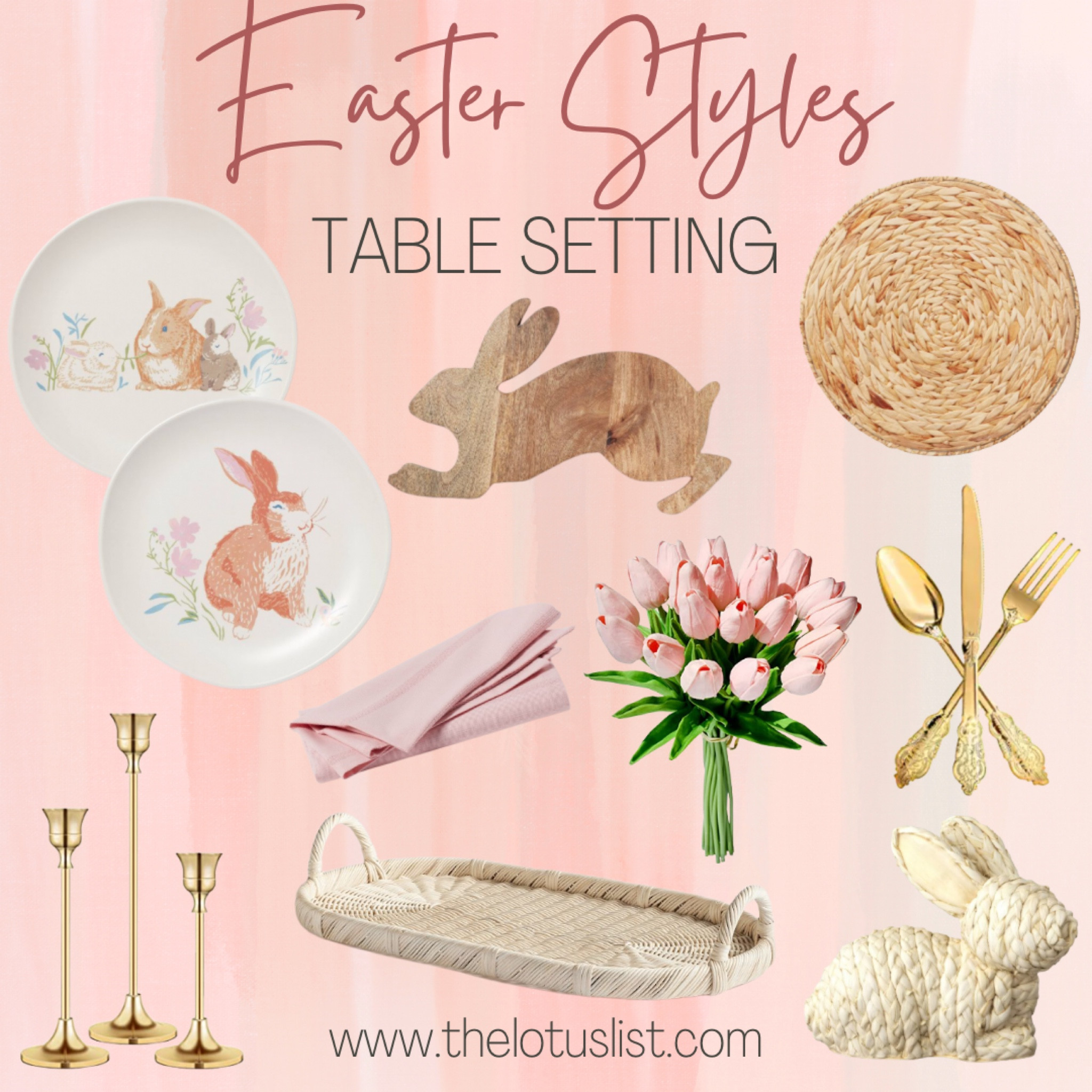 Easter Styles - Table Settings

LTKGiftGuide / LTKsalealert / LTKstyletip / LTKunder100 / LTKunder50 / Easter / Easter tablescape / Easter table setting / table setting / Easter home decor / table / dining room table / Easter brunch / Easter plates / candlesticks / gold candlesticks / fake tulips / faux flowers / faux tulips / basket / home decor / target / Amazon / target finds / Amazon finds / Easter finds / Easter styles / sale / sale alert / decor tips 

#LTKSeasonal #LTKFind #LTKhome