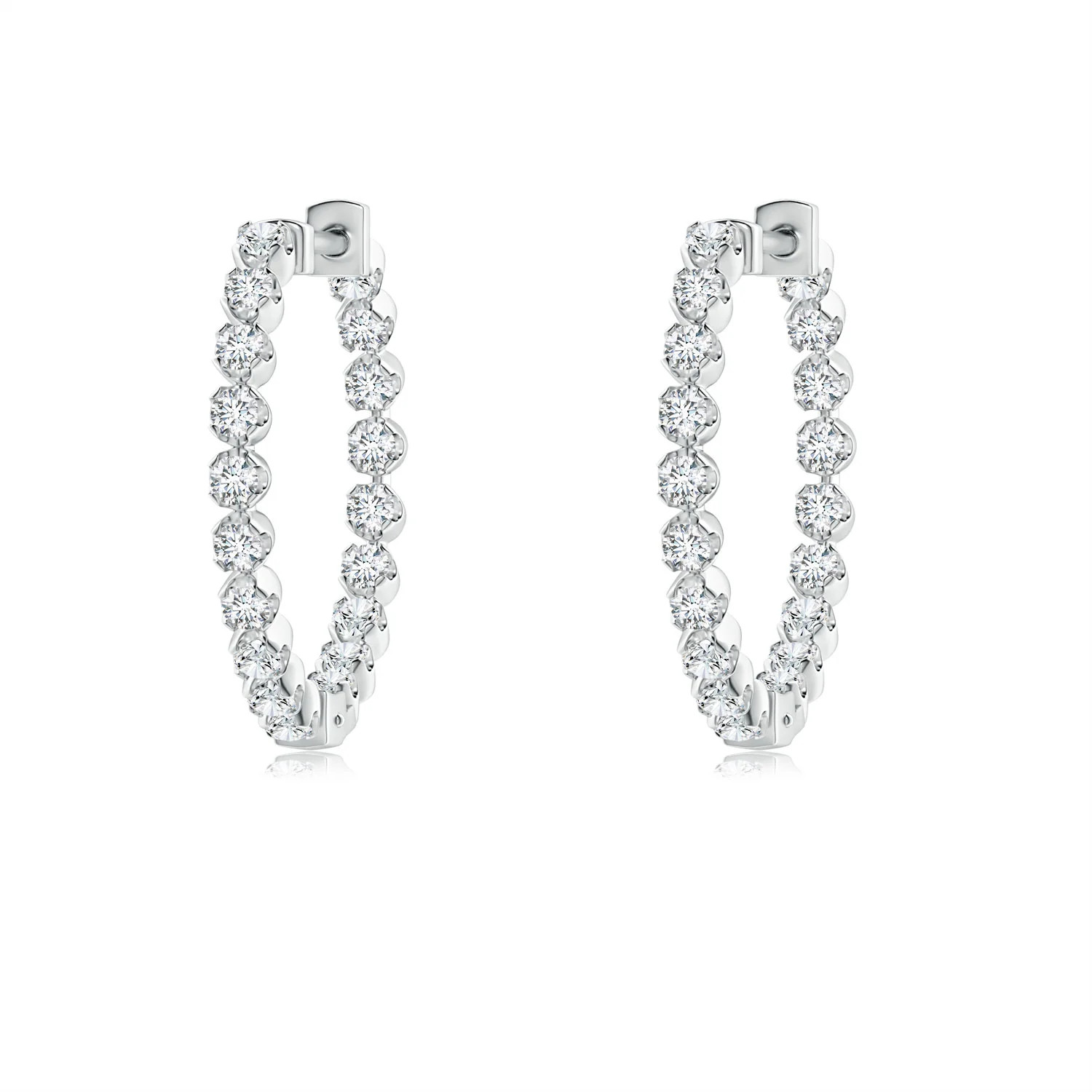 Floating Diamond Inside-Out Hoop Earrings | Angara US