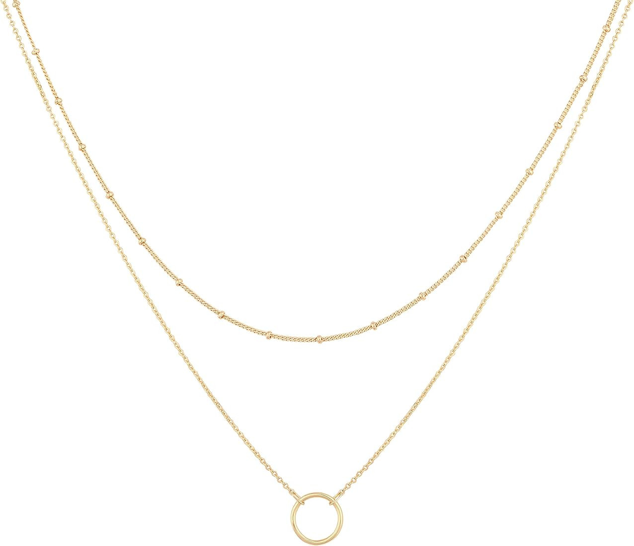 MEVECCO Layered Heart Necklace Pendant Handmade 18k Gold Plated Dainty Gold Choker Arrow Bar Laye... | Amazon (US)