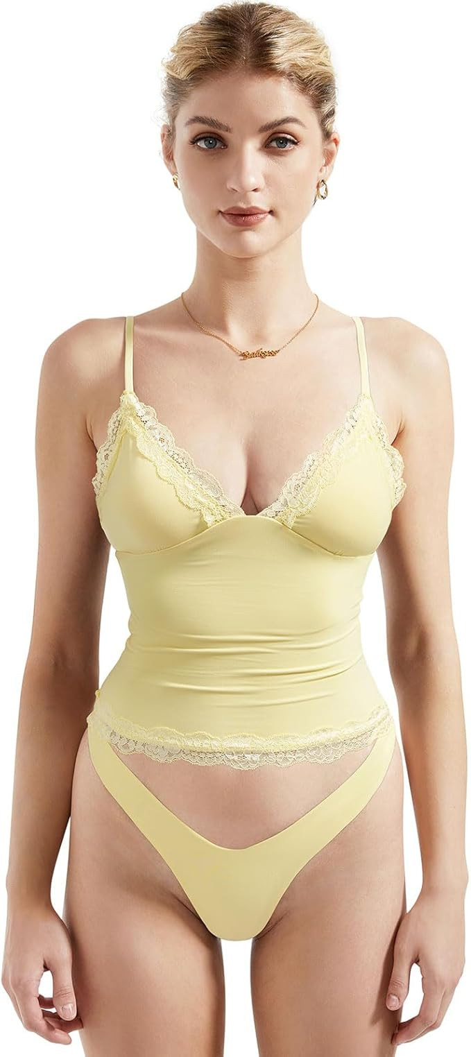 SUUKSESS Women Sexy Deep V Neck Sleeveless Fitted Basic Tops Y2K Tank Top Cami | Amazon (US)