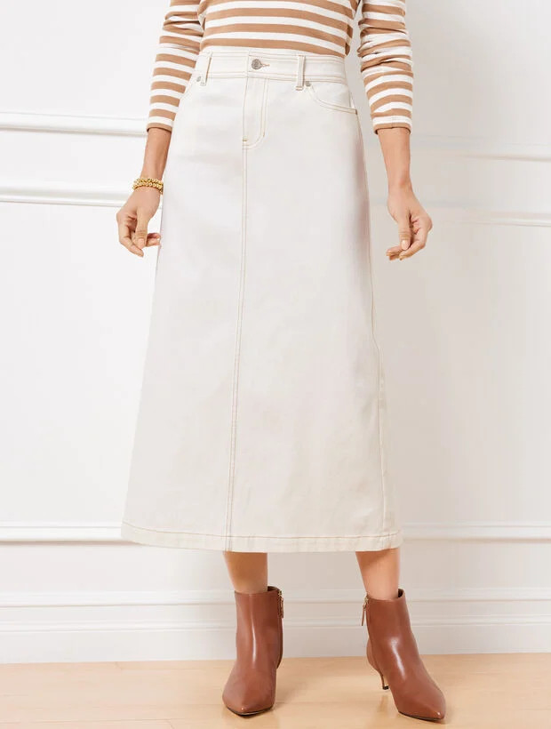 Denim Midi Skirt - Light Ecru | Talbots