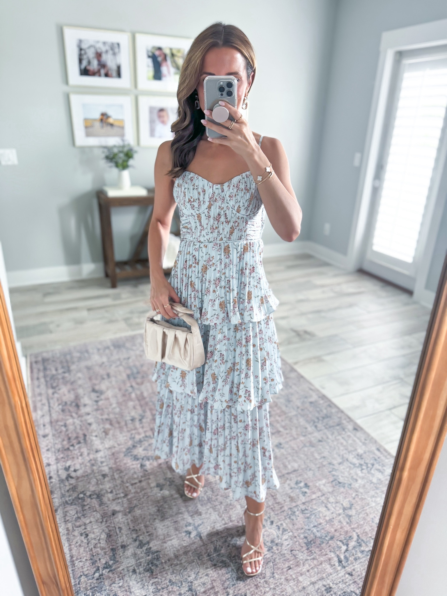 Spring wedding guest in XS. Summer wedding guest. Party dress. Garden wedding. Floral midi dress. Cocktail dress. Tiered dress. Baby shower dress. Wedding shower dress. Heels are TTS. 

*Adjustable straps. 

#LTKWedding #LTKParties #LTKTravel