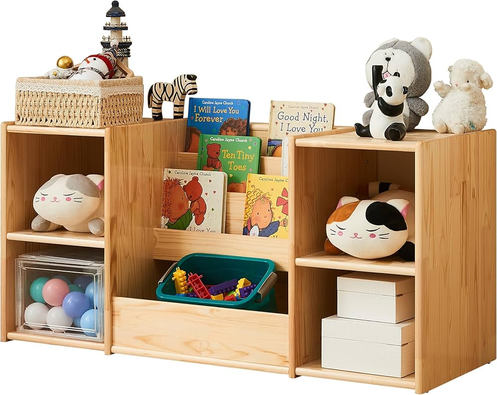 F3C | Montessori Bookshelf and Toy Storage | 3-Section Kids Bookshelf for Organizing Books | 2-Sh... | Amazon (US)